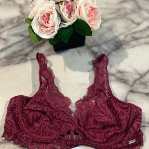 PINK Victoria's Secret Red Lace Bra Full Coverage